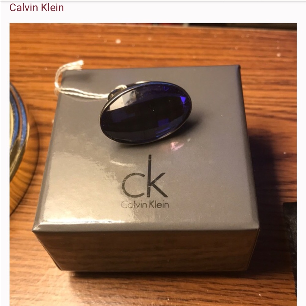 Calvin Klein bling & blue statement ring RTS. $110